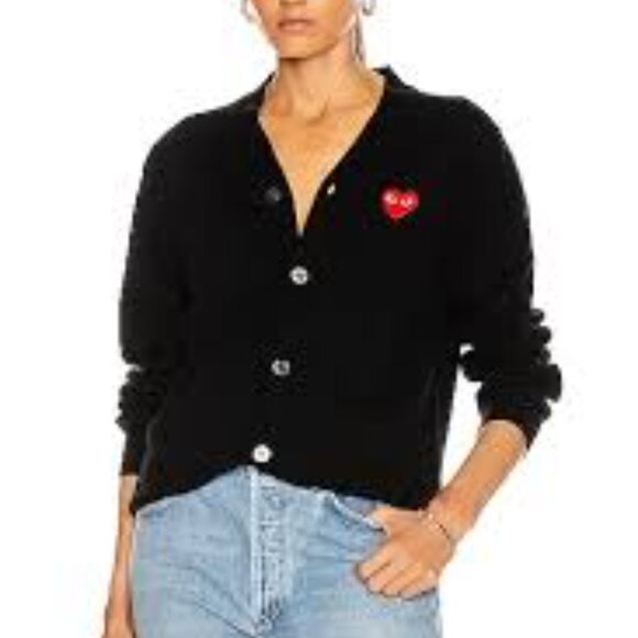 Comme Des Garcons  Play Black Cardigan  Sweater Size M - Picture 1 of 8